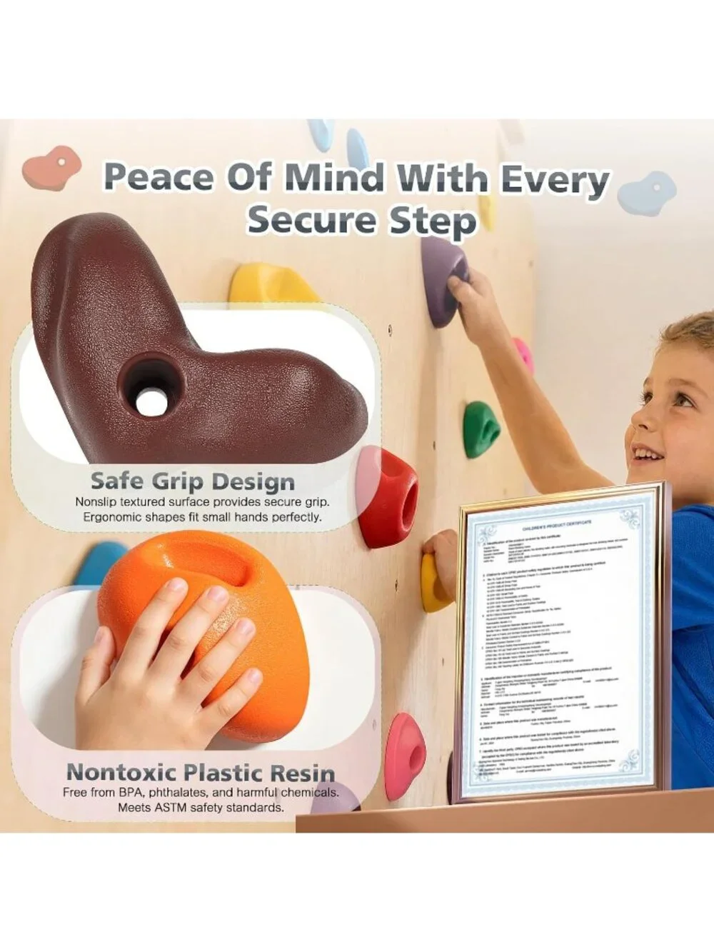 New 32Pcs Rock Climbing Holds for Kids, Climbing Wall Grips for Playground